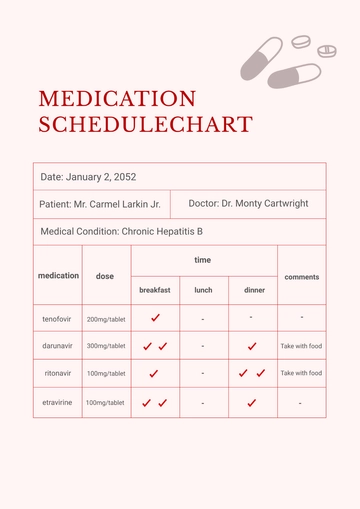 Free Medication Schedule Chart Template to Edit Online