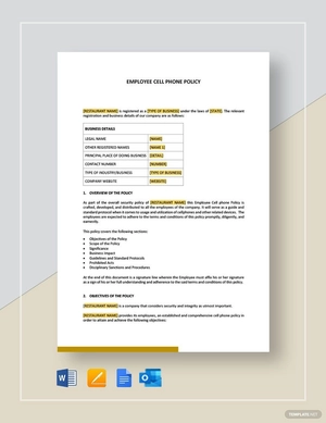 Employee Cellphone Policy Template