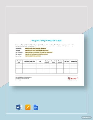 Restaurant Requisition Transfer Form Template