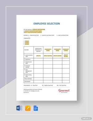 Employee Selection Template