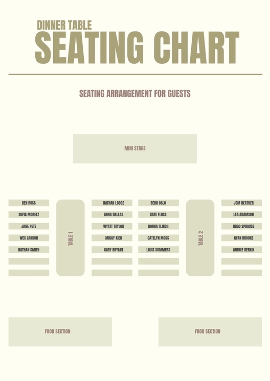 Dinner Table Seating Chart