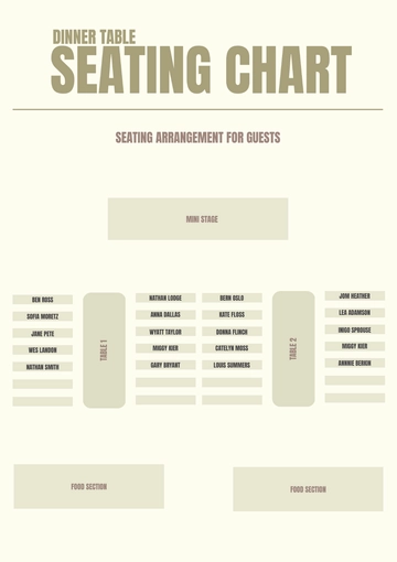 Free Dinner Table Seating Chart Template to Edit Online