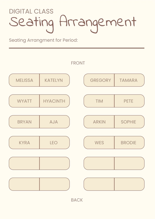Digital Class Seating Chart