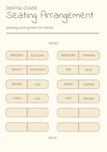 Free Digital Class Seating Chart Template to Edit Online