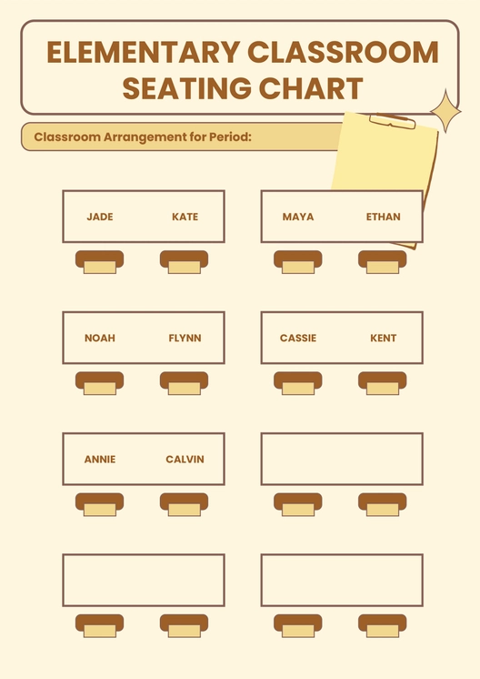 Elementary Classroom Seating Chart