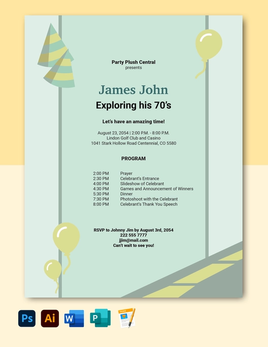 70th Birthday Program Template