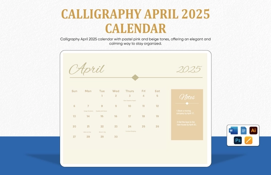 Calligraphy April 2025 Calendar