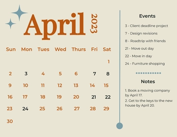 Free Simple April 2023 Calendar Template to Edit Online