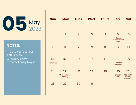 May 2023 Calendar Template