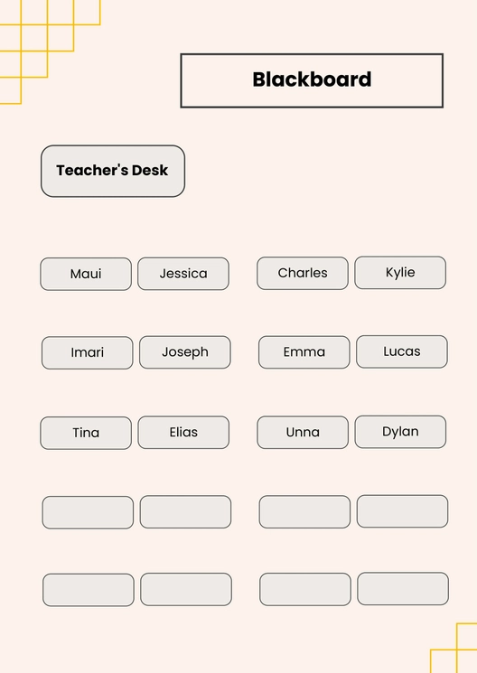 Middle School Classroom Seating Chart