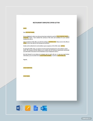 Restaurant Employment Offer Letter Template