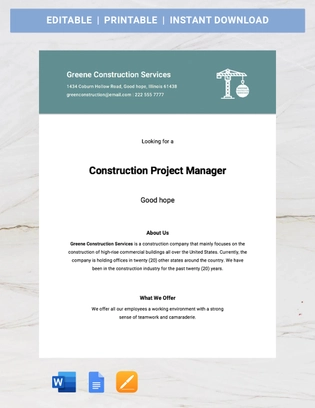 Construction Job Advertisement Template