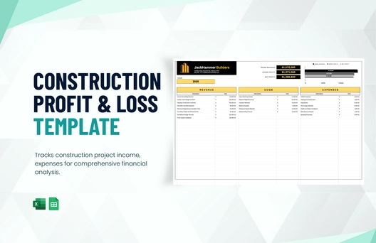 Construction Profit And Loss Template Construction Profit And Loss Template