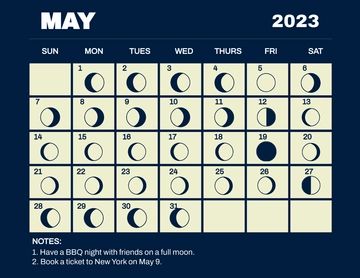 Free May 2023 Calendar With Moon Phases Template to Edit Online