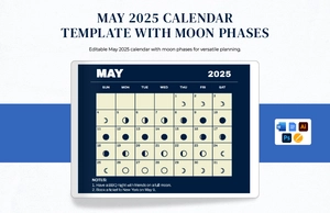 May 2025 Calendar Template With Moon Phases