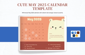 Cute May 2025 Calendar Template