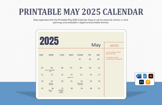 Printable May 2025 Calendar Template