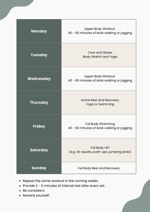 Weekly Workout Chart
