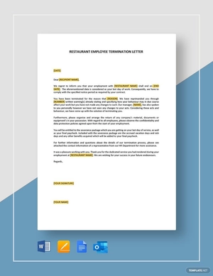 Restaurant Employee Termination Letter