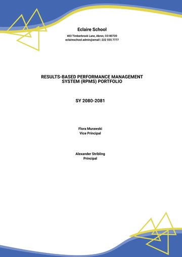 Free School RPMS Portfolio Template to Edit Online