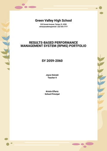Free High School RPMS Portfolio Template to Edit Online