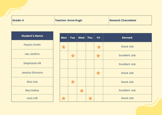 School Sticker Chart