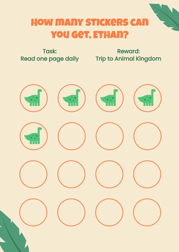 Free Dinosaur Sticker Reward Chart Template to Edit Online