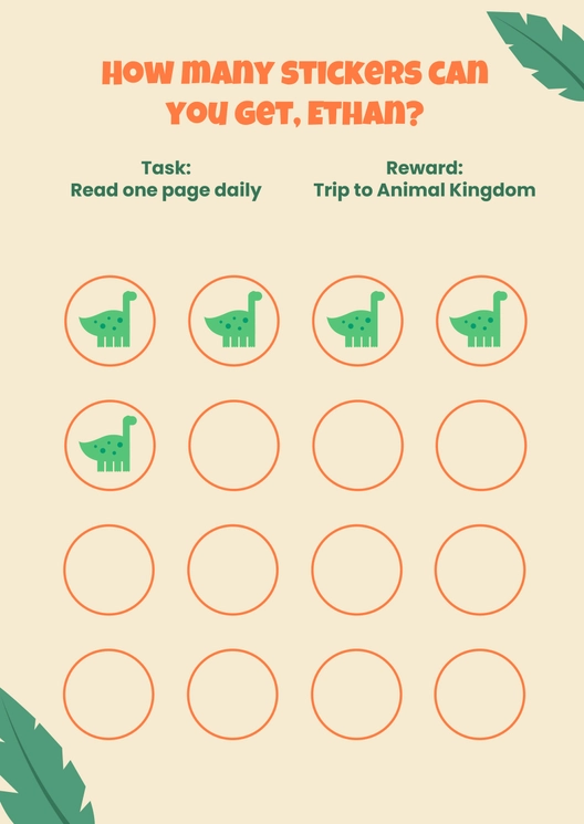 Dinosaur Sticker Reward Chart