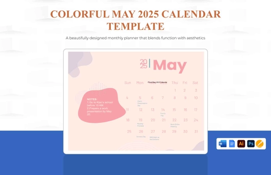 Colorful May 2025 Calendar