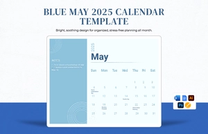 Blue May 2025 Calendar Template