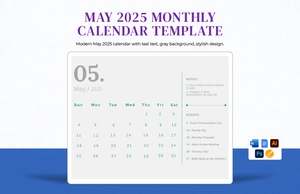 May 2025 Monthly Calendar Template