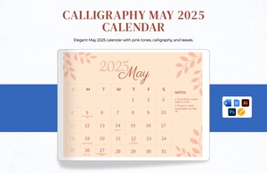 Calligraphy May 2025 Calendar