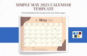 Simple May 2025 Calendar Template
