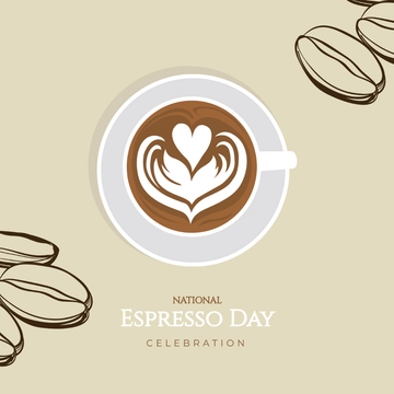 Free National Espresso Day Celebration Clipart Template to Edit Online