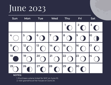 Free June 2023 Calendar With Moon Phases Template to Edit Online