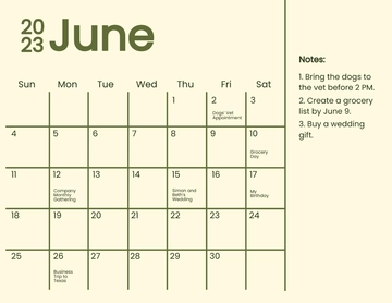 Free Printable June 2023 Calendar Template to Edit Online
