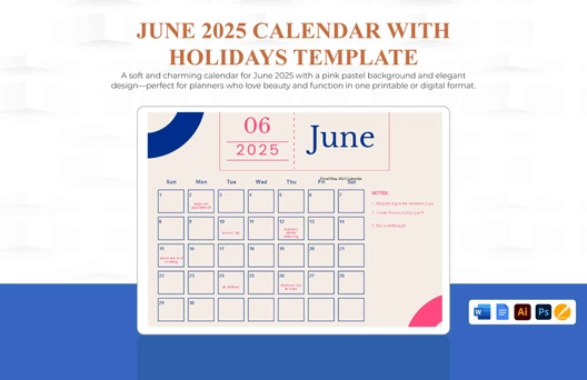 Pretty June 2025 Calendar