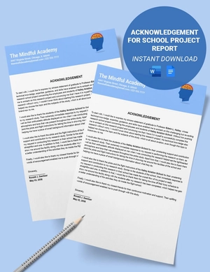 Acknowledgement For School Project Report