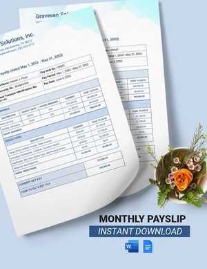 Monthly Payslip Template