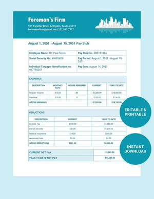 Contractor Payslip Template