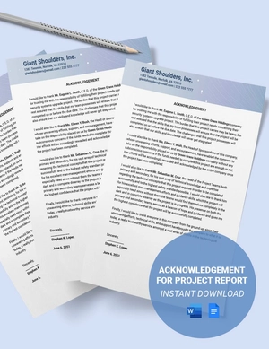 Acknowledgement For Project Report