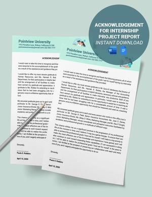Acknowledgement For Internship Project Report