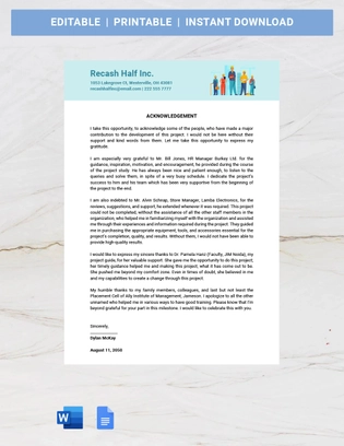 Acknowledgement For Engineering Project Report