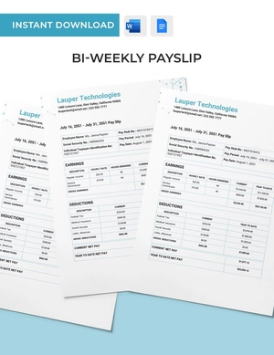 Bi-weekly Payslip Template