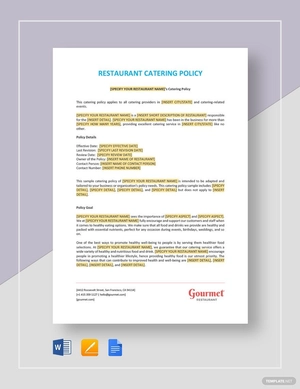 Restaurant Catering Policy Template