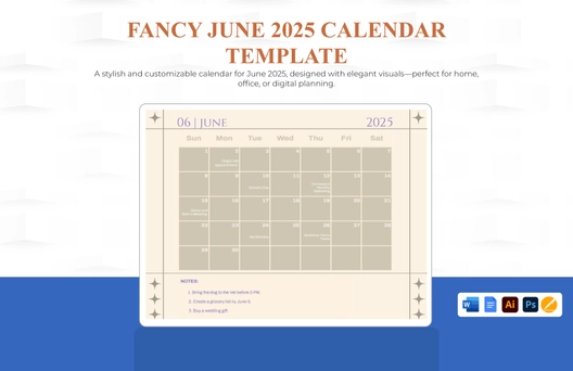 Fancy June 2025 Calendar
