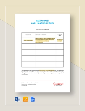 Restaurant Cash Handling Policy Template