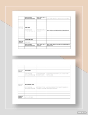 Restaurant Specific Cost Coding Guide Template