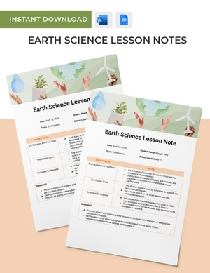 Standard Lesson Note Template
