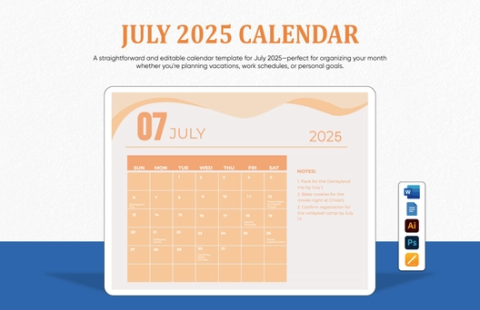 July 2025 Calendar Template
